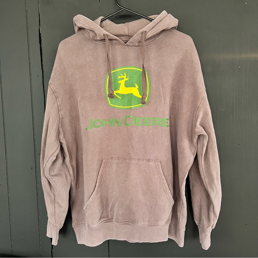 John Deere Brown Hoodie with Green and Yellow Emblem